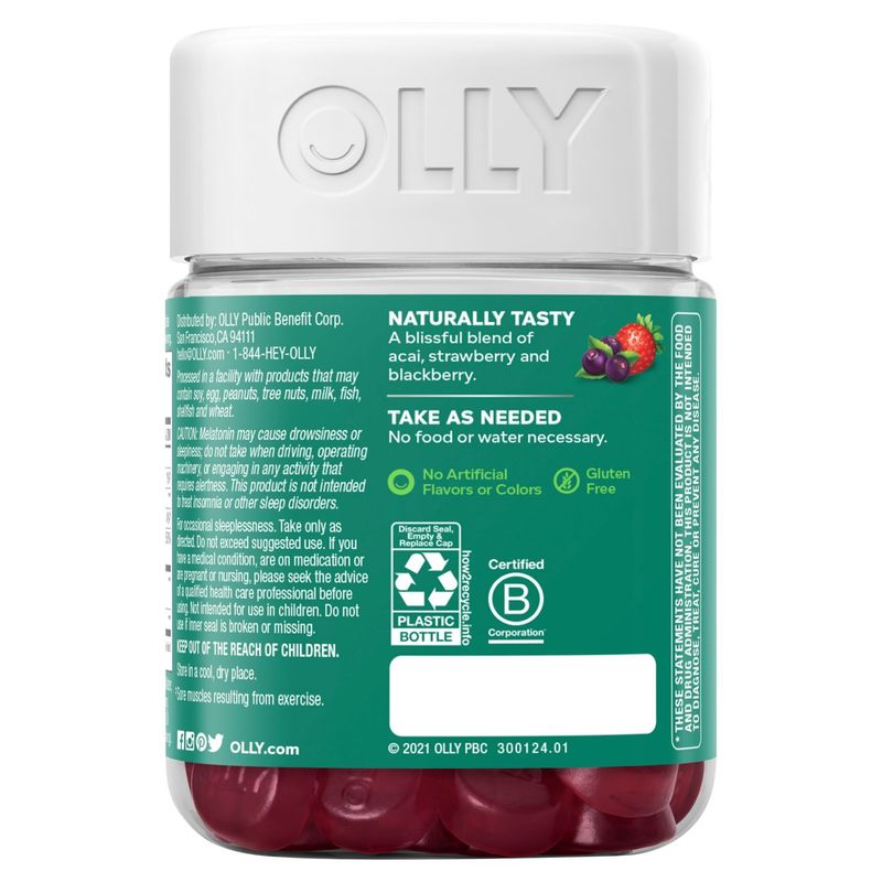 Olly Muscle Recovery Sleep Berry Rested Dietary Supplement, 40 count