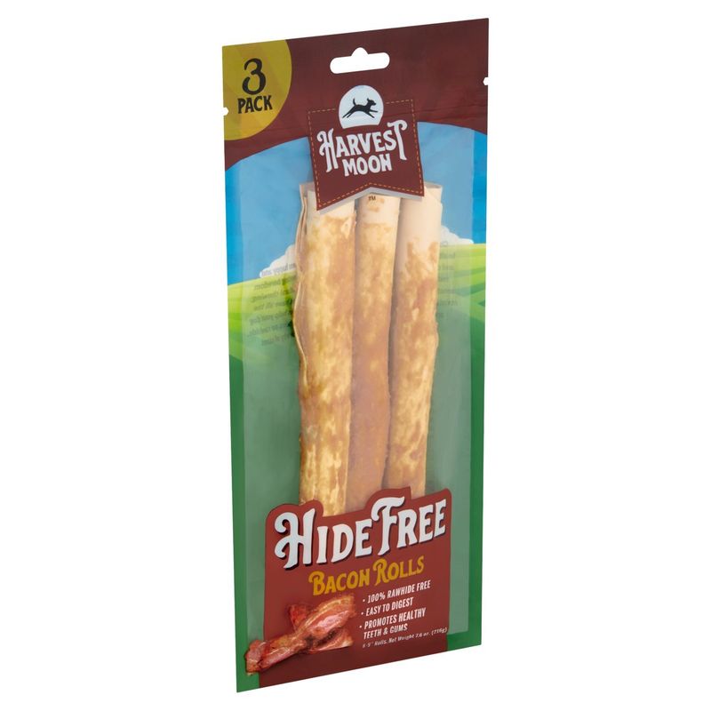 Harvest Moon Hide Free 8-9" Bacon Rolls Dog Chews, 3 count, 7.6 oz