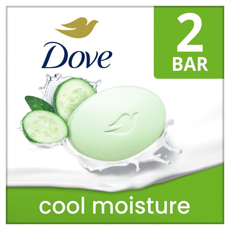 Dove Cool Moisture Beauty Bar with Cucumber &amp; Green Tea Scent, 3.75 oz, 2 count