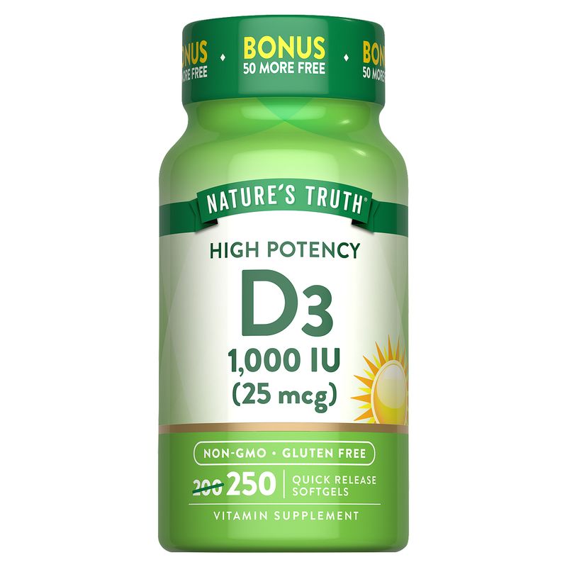 Nature's Truth High Potency D3 Vitamin Supplement, 1,000 IU (25 mcg), 250 count