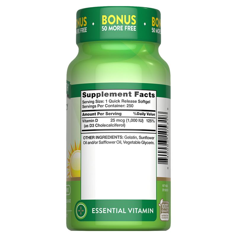 Nature's Truth High Potency D3 Vitamin Supplement, 1,000 IU (25 mcg), 250 count