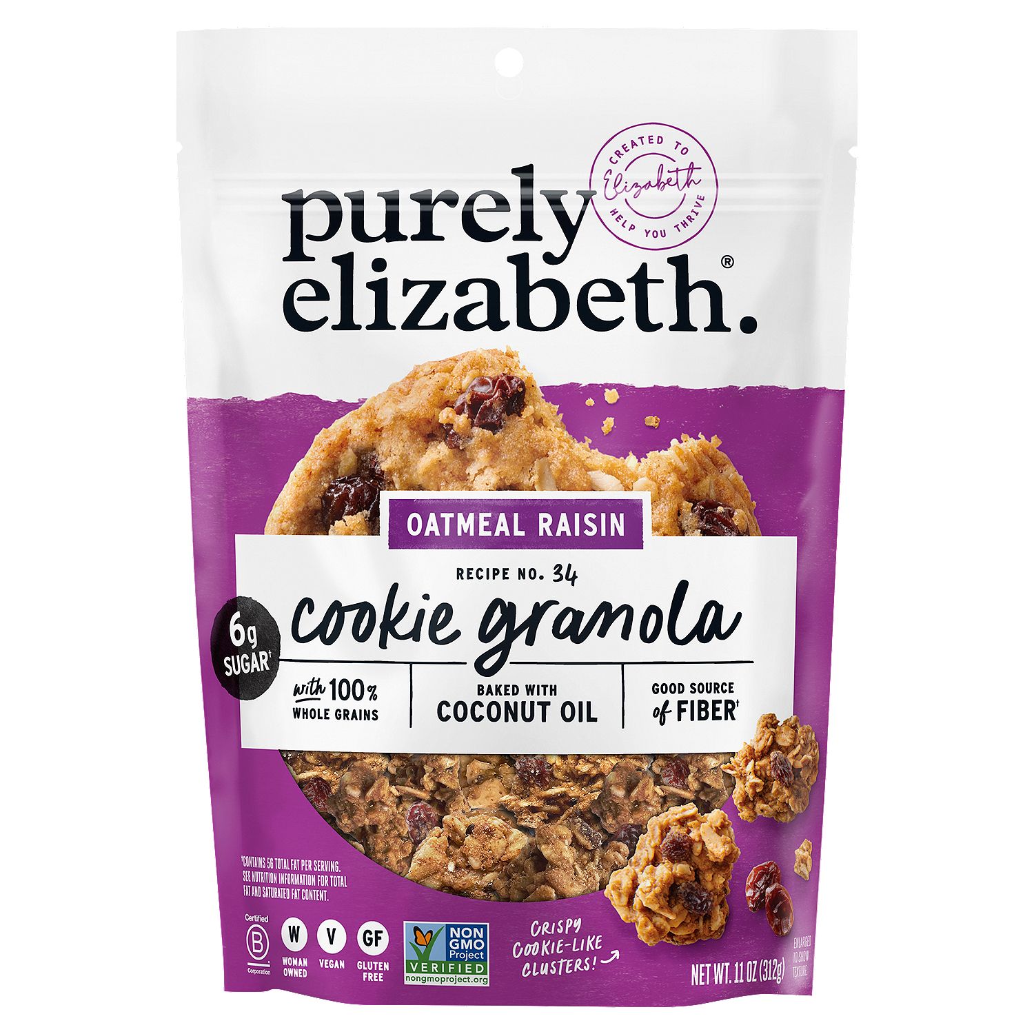 Purely Elizabeth Recipe No. 34 Oatmeal Raisin Cookie Granola, 11 oz