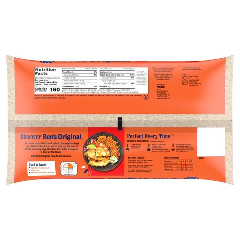 BEN'S ORIGINAL™ Long Grain White Original Enriched Parboiled Rice, 5 lbs.