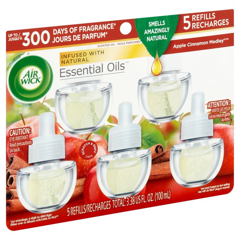 Air Wick  Apple Cinnamon Medley Scented Oil Refills Limited Edition, 5 count, 3.38 fl oz