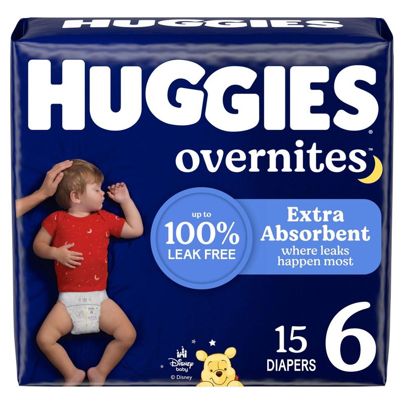 Huggies Overnites Disney Baby Overnight Diapers, Size 6, Over 35 lb, 15 count