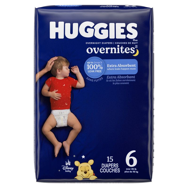 Huggies Overnites Disney Baby Overnight Diapers, Size 6, Over 35 lb, 15 count