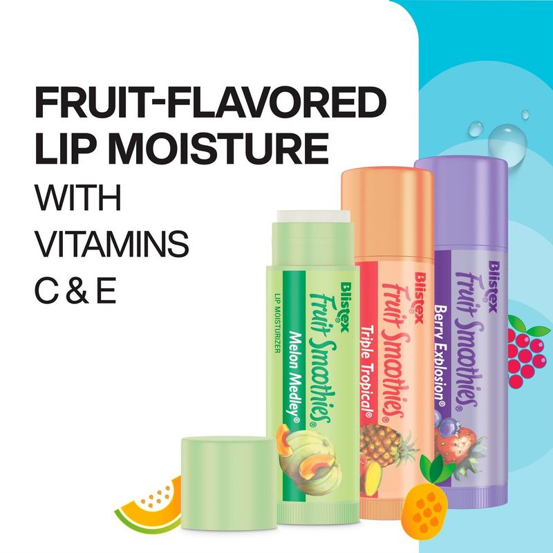 Blistex Fruit Smoothies Lip Moisturizer, 3 count, 0.10 oz