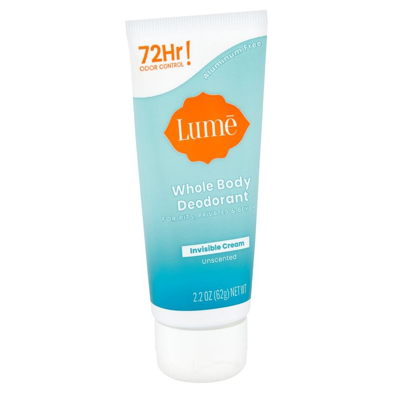 Lume Invisible Cream Unscented Whole Body Deodorant, 2.2 oz