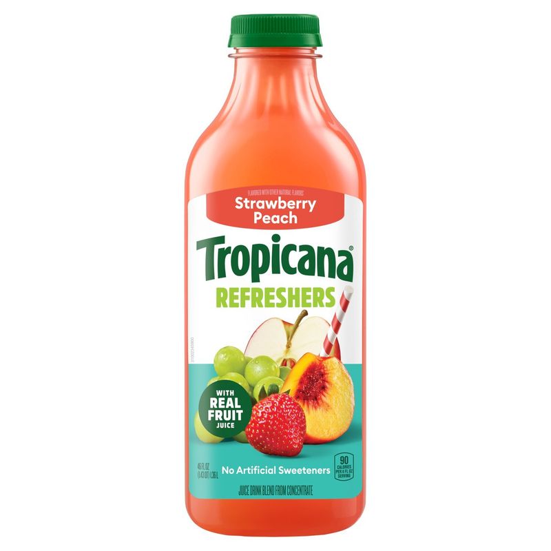 Tropicana Strawberry Peach Juice Drink Blend Refreshers, 46 fl oz