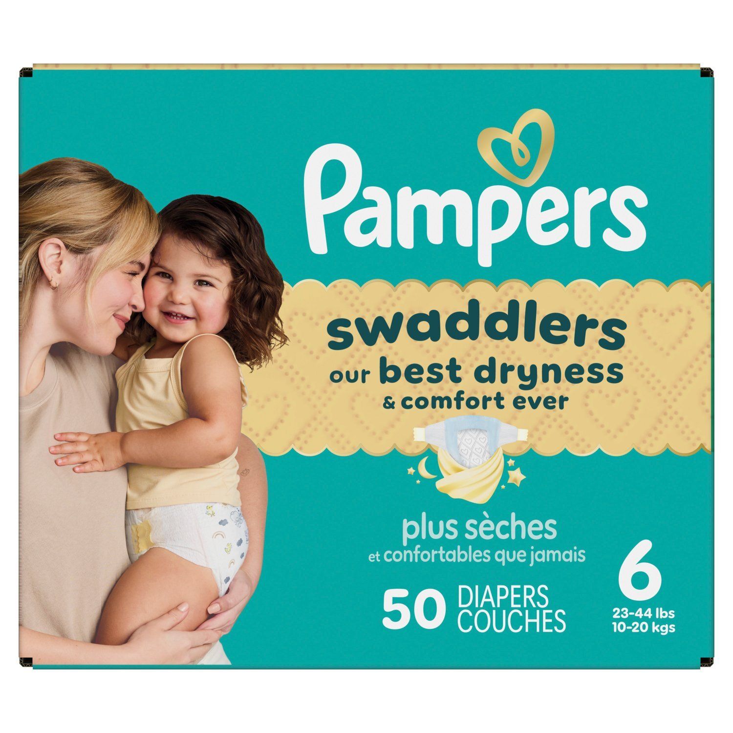 Pampers Swaddlers Diapers, Size 6, 23-44 lbs, 50 count