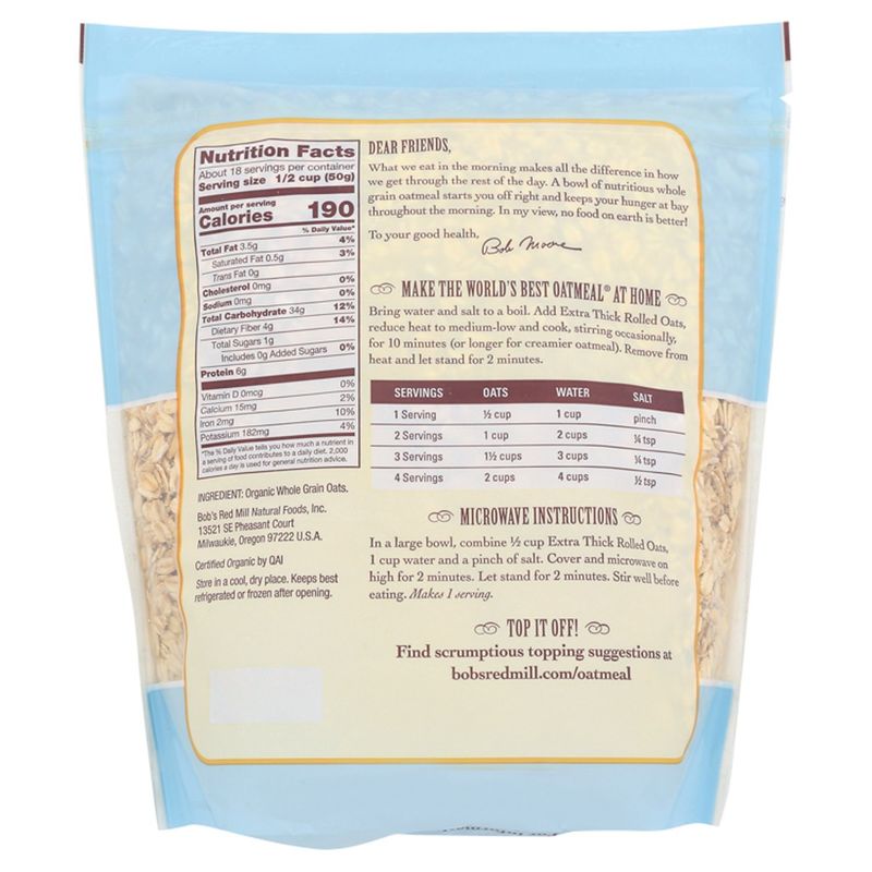 Bob's Red Mill Organic Extra Thick Rolled Oats, 32 oz