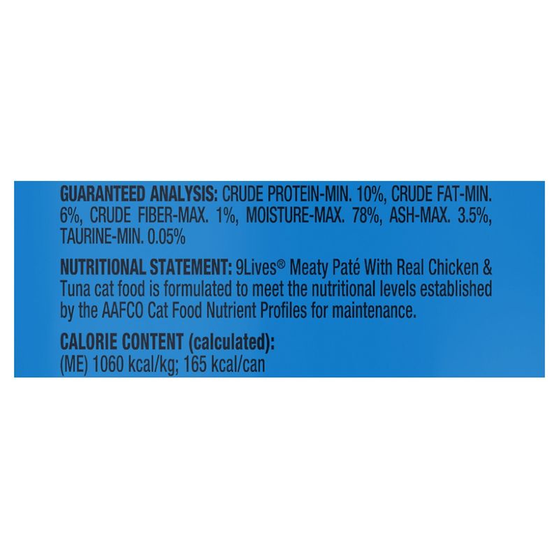 9Lives Meaty Paté with Real Chicken &amp; Tuna Cat Food, 5.5 oz, 4 count