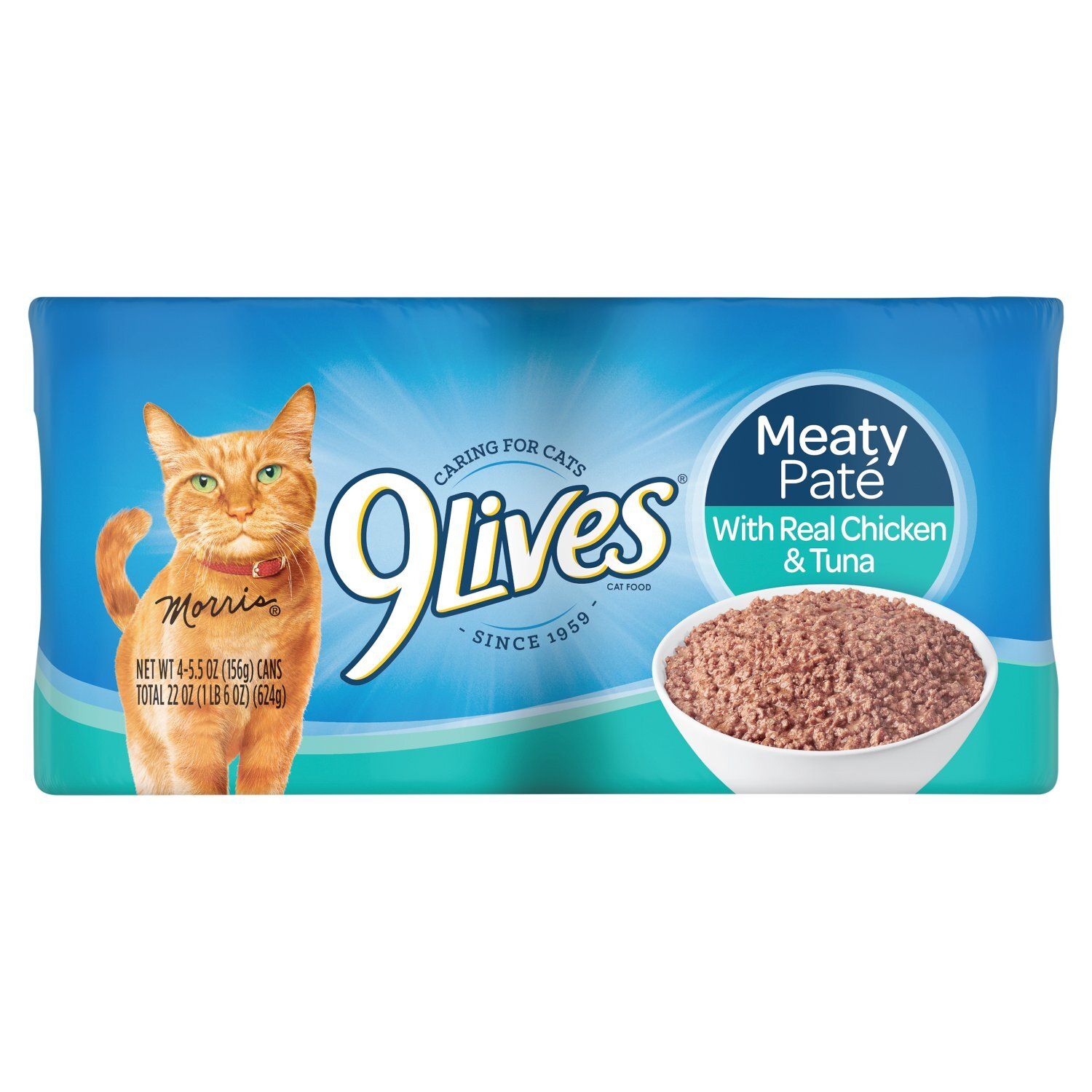 9Lives Meaty Paté with Real Chicken &amp; Tuna Cat Food, 5.5 oz, 4 count