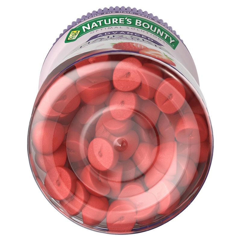 Nature's Bounty Advanced Hair, Skin and Nails Gummies, 6000mcg Biotin, 40 Strawberry Flavor gummies