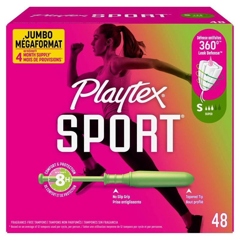 Playtex Sport Super Fragrance-Free Tampons, 48 count