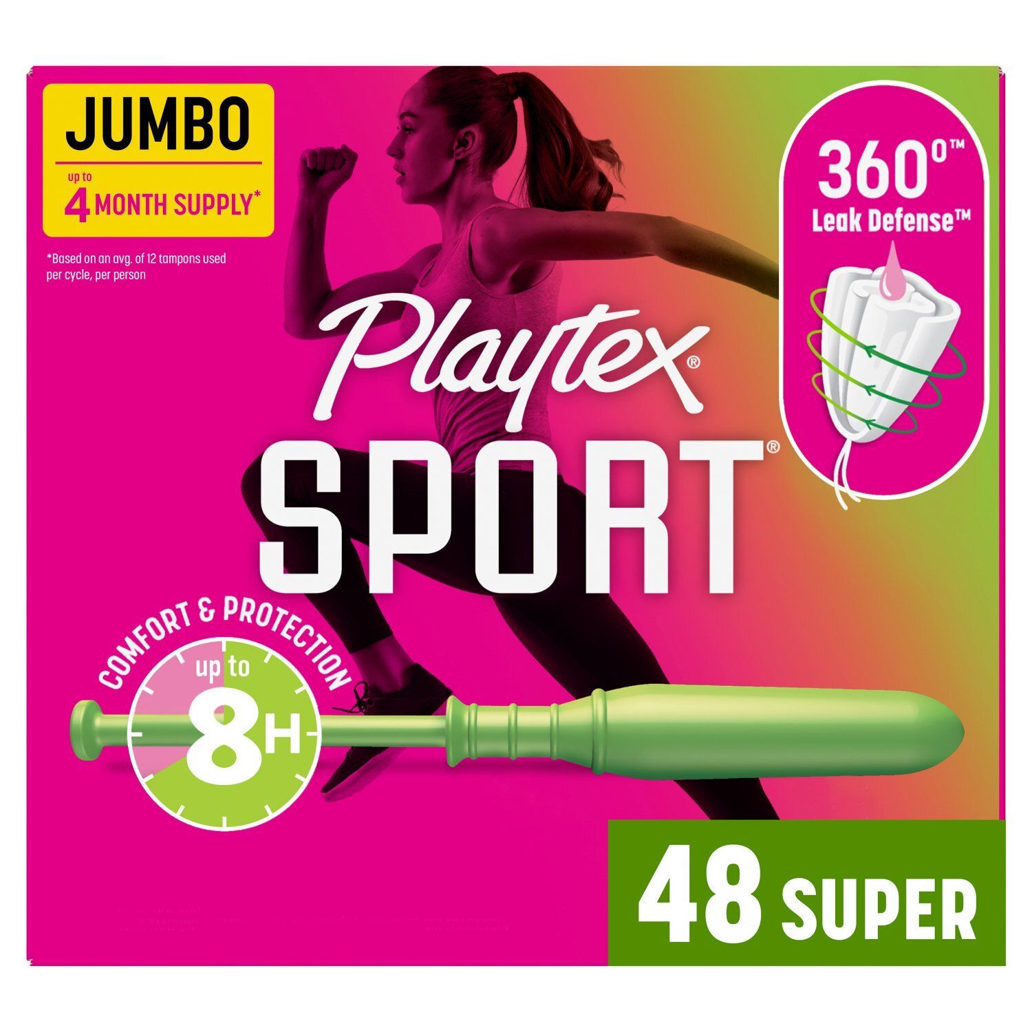 Playtex Sport Super Fragrance-Free Tampons, 48 count