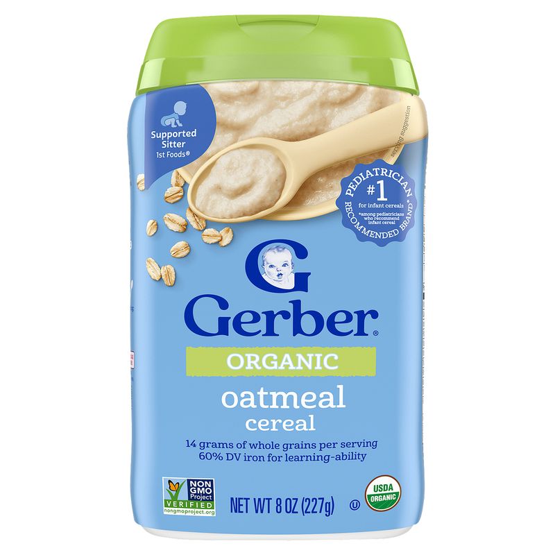 Gerber 1st Foods Organic Oatmeal Cereal Baby Food, Supported Sitter, 8 oz