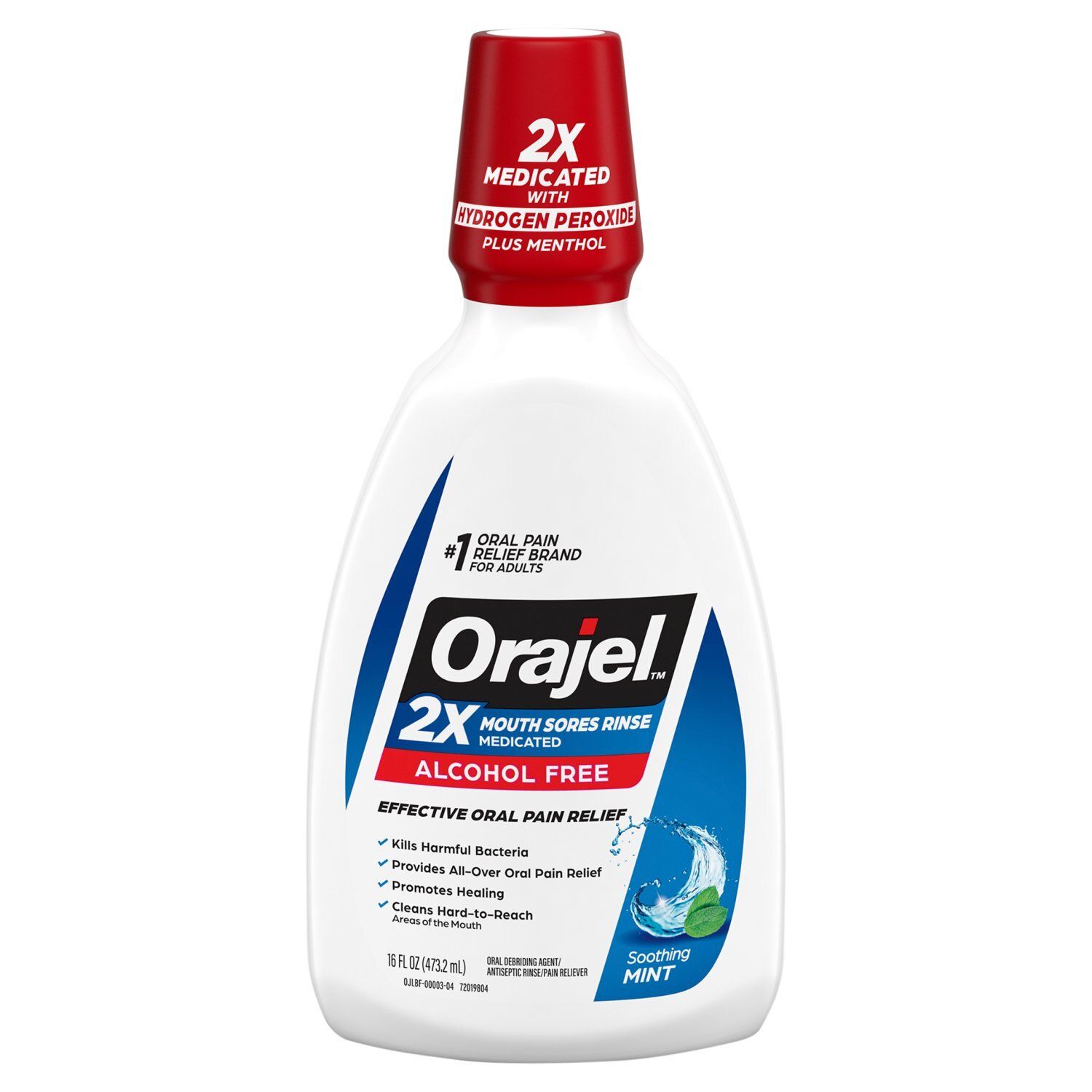 Orajel Soothing Mint 2x Medicated Mouth Sores Rinse, 16 fl oz