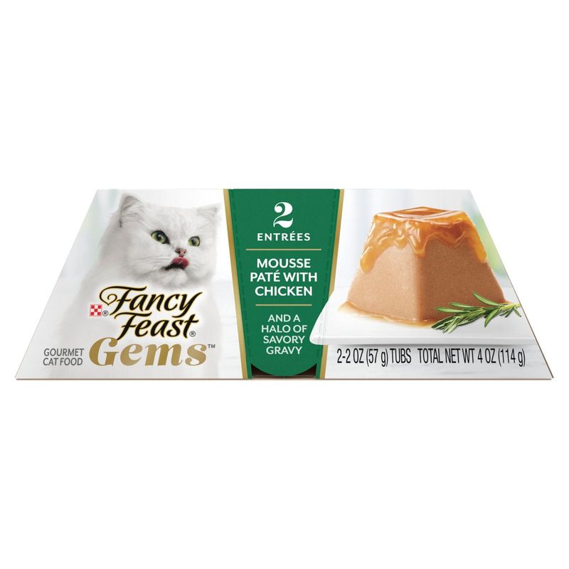 Purina Fancy Feast Gems Mousse Paté with Chicken Gourmet Cat Food, 2 oz, 2 count