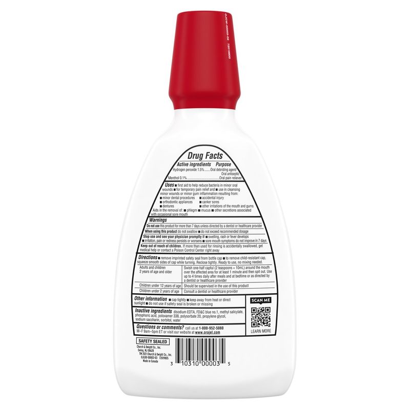 Orajel Soothing Mint 2x Medicated Mouth Sores Rinse, 16 fl oz