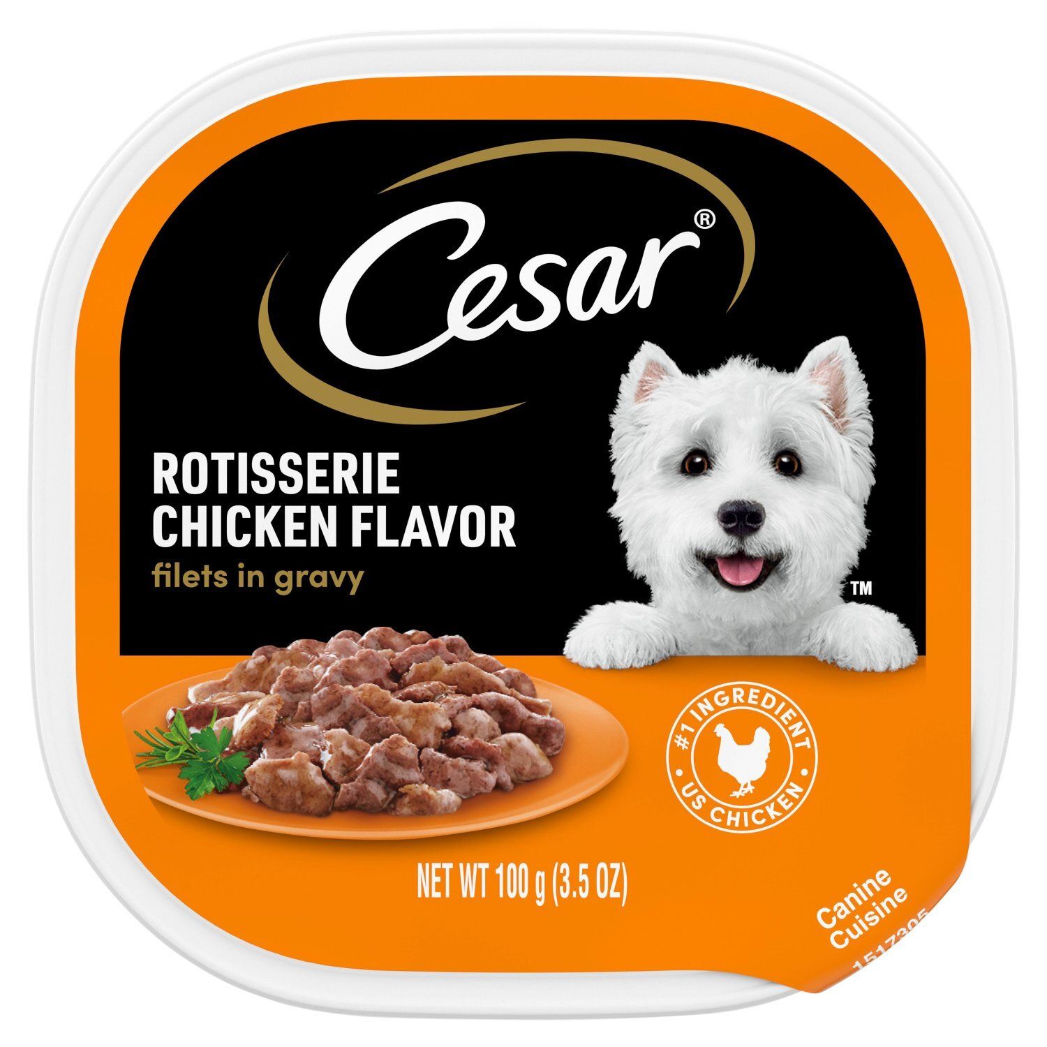 Cesar Rotisserie Chicken Flavor Filets in Gravy Canine Cuisine, 3.5 oz