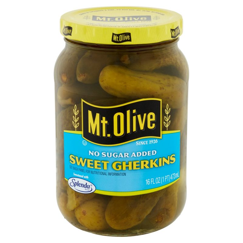 Mt. Olive No Sugar Added Sweet Gherkins, 16 fl oz