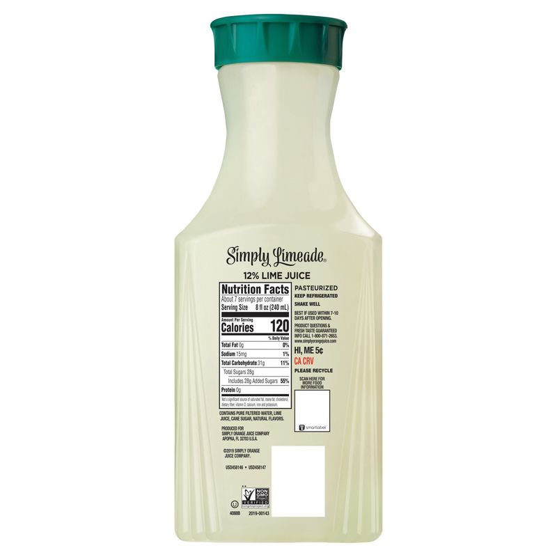Simply Limeade Bottle, 52 fl oz