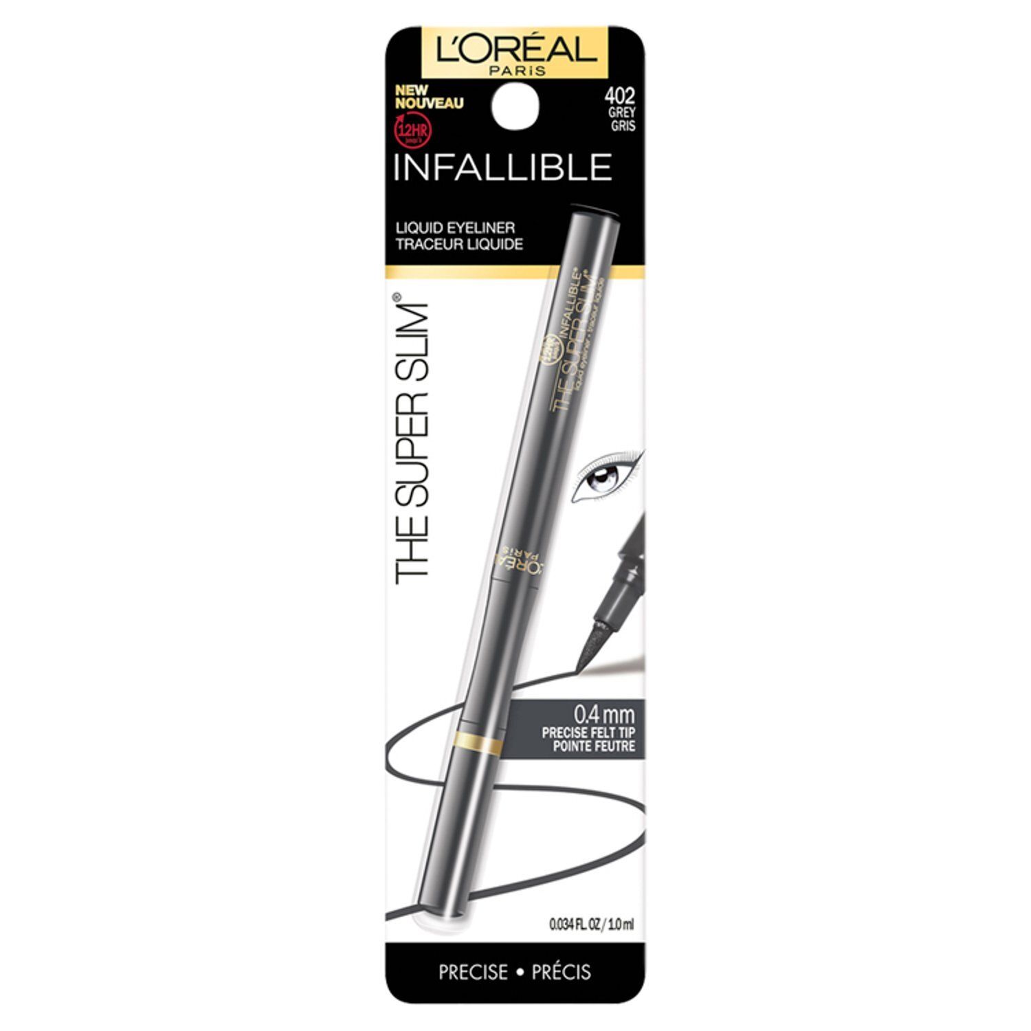 L'Oréal Paris Infallible The Super Slim 402 Grey Precise Liquid Eyeliner, 0.034 fl oz