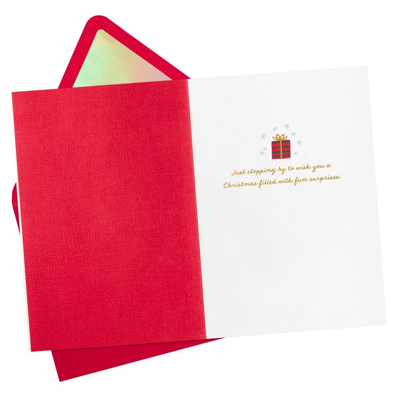 Hallmark Signature Christmas Card (Fun Surprises Santa Claus with Gift)