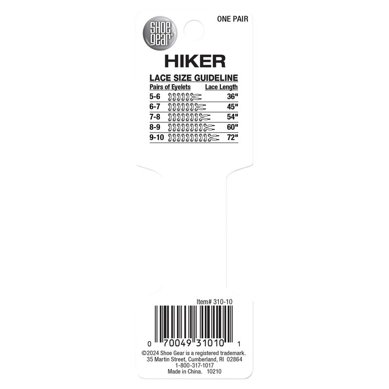 Shoe Gear 60 inch Hiker Round Laces, one pair