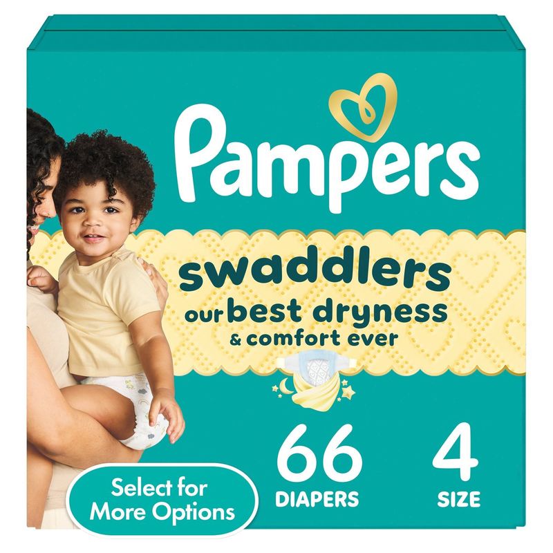 Pampers Swaddlers Diapers, Size 4, 15-34 lb, 66 count