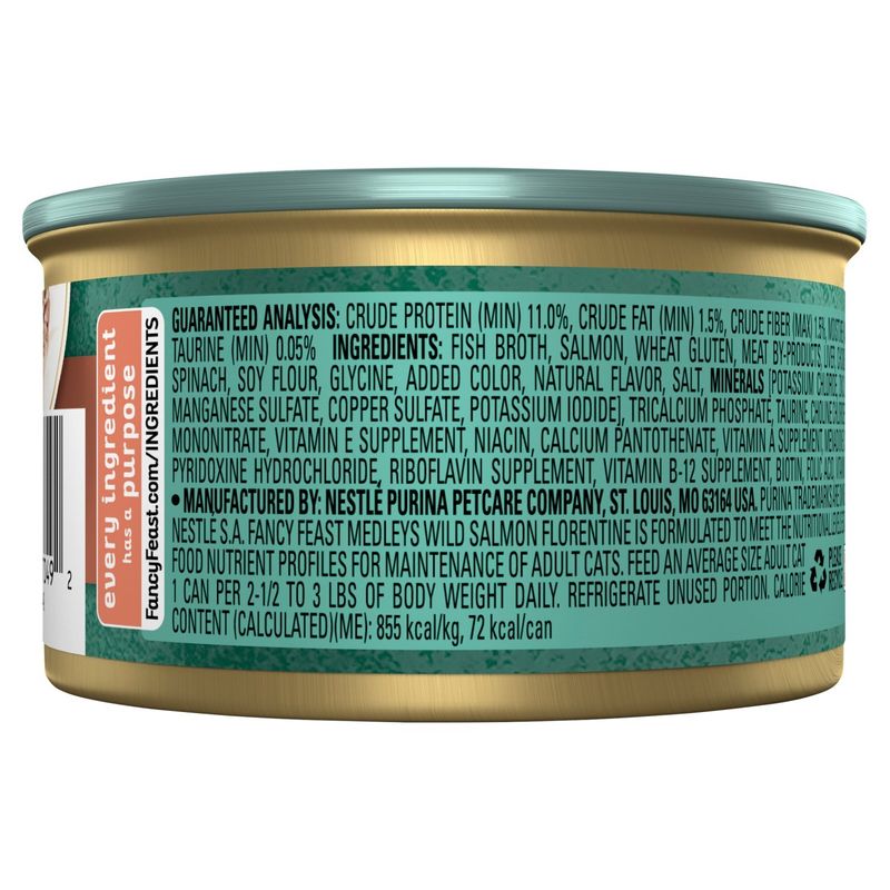 Purina Fancy Feast Medleys Wild Salmon Florentine with Spinach Gourmet Cat Food, 3 oz