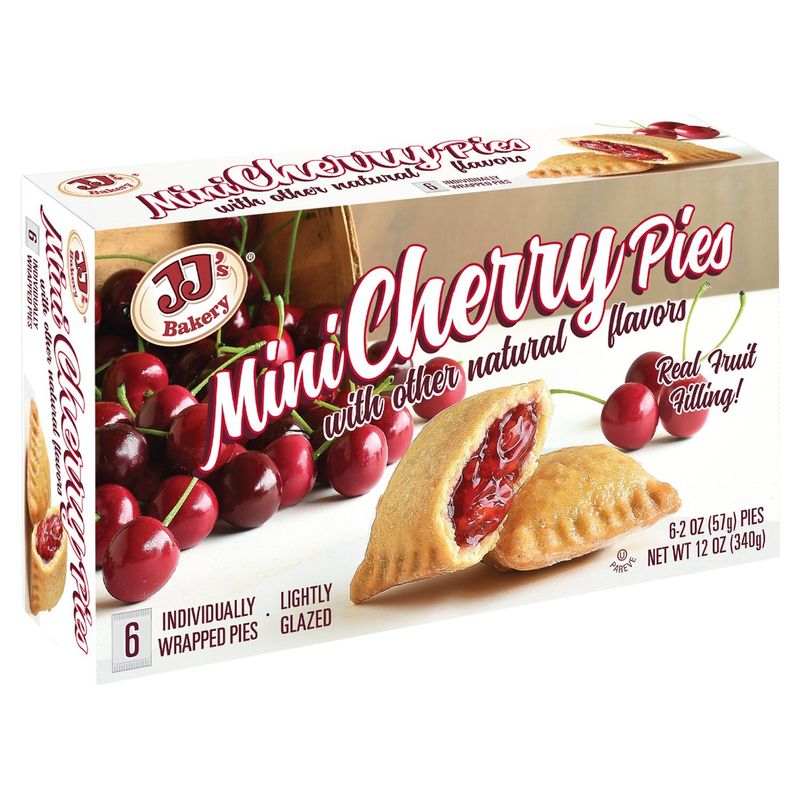 JJ's Bakery Lightly Glazed Mini Cherry Pies, 2 oz, 6 count