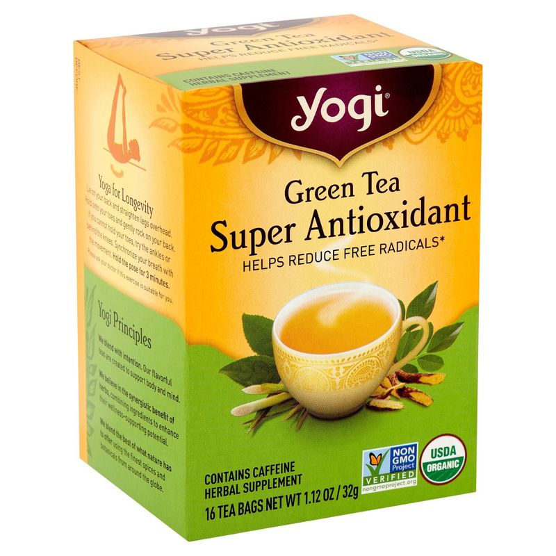 Yogi Green Tea Super Antioxidant Tea Bags Herbal Supplement, 16 count, 1.12 oz