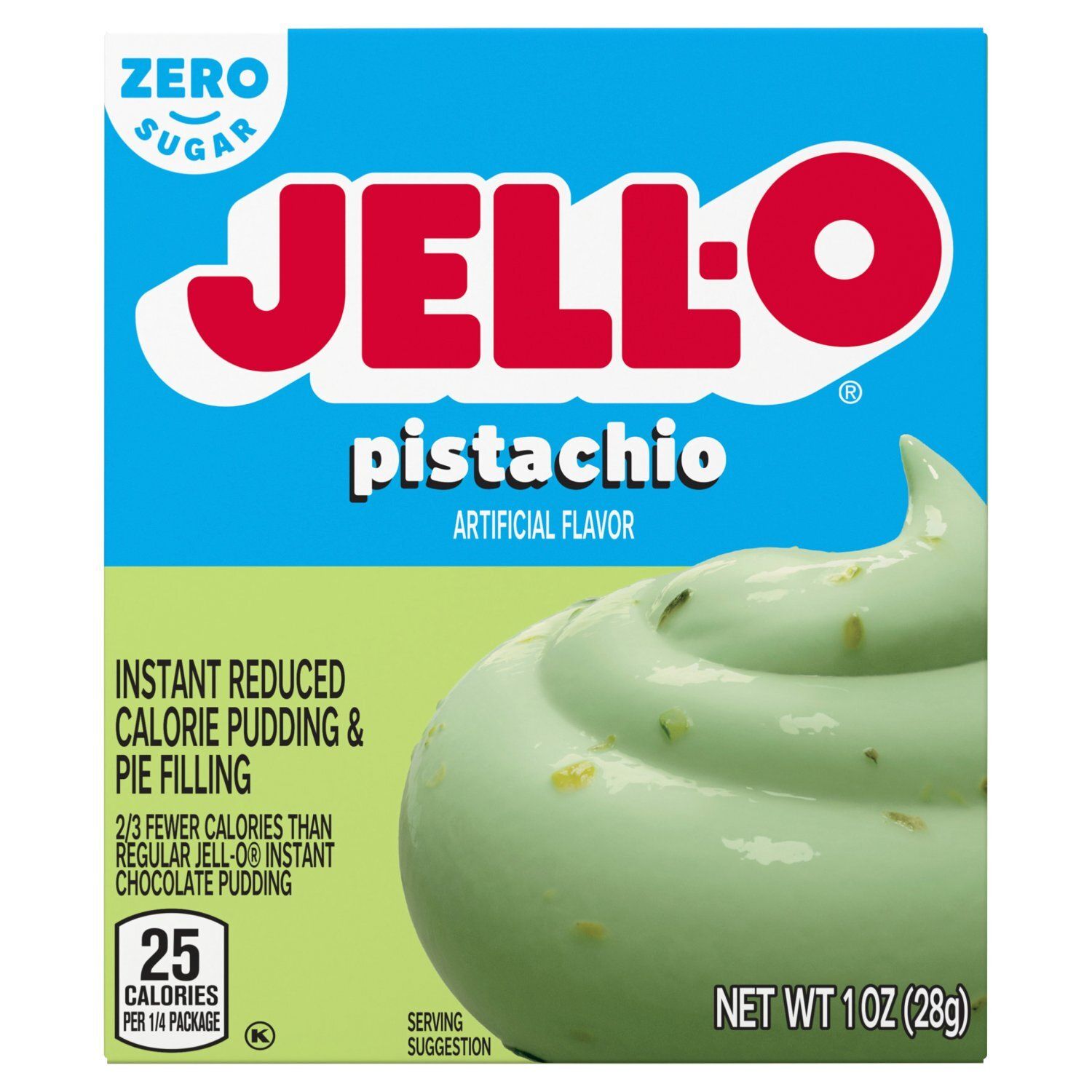 Jell-O Zero Sugar Pistachio Instant Reduced Calorie Pudding &amp; Pie Filling, 1 oz