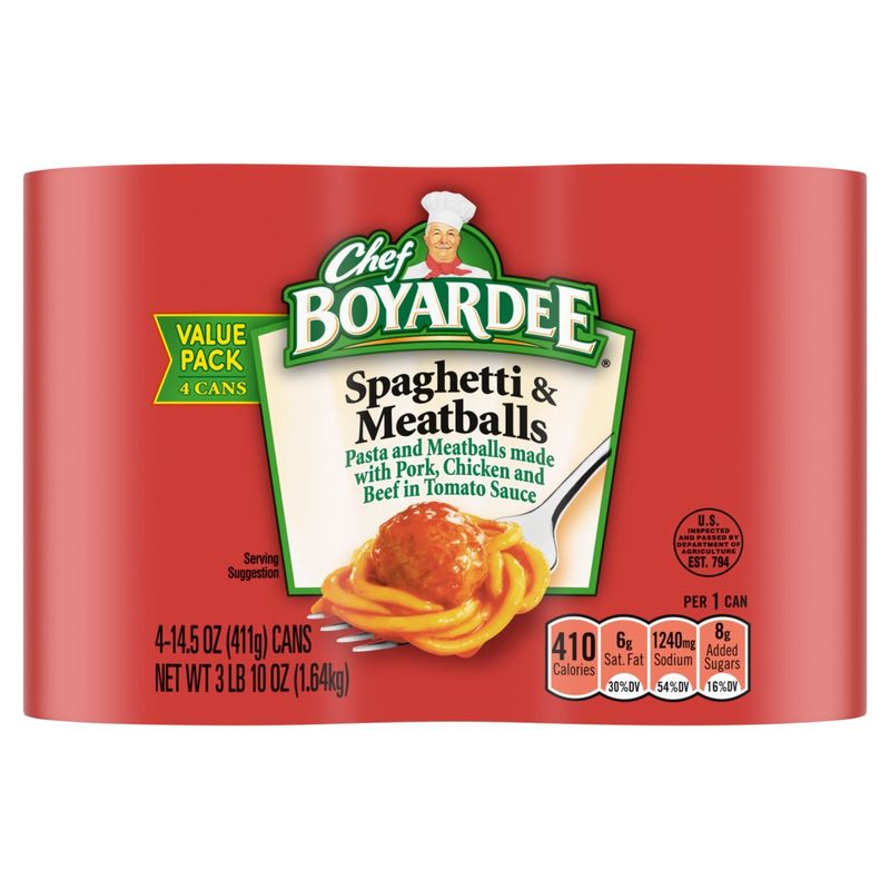 Chef Boyardee Spaghetti &amp; Meatballs Value Pack, 14.5 oz, 4 count