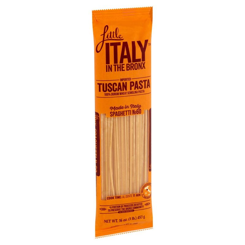 Little Italy in the Bronx Spaghetti No 60 100% Durum Wheat Semolina Pasta, 16 oz