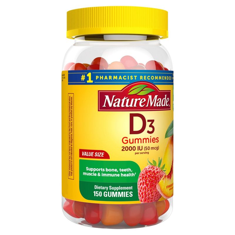 Nature Made Vitamin D3 2000 IU (50 mcg) Gummies, 150 Count Value Size