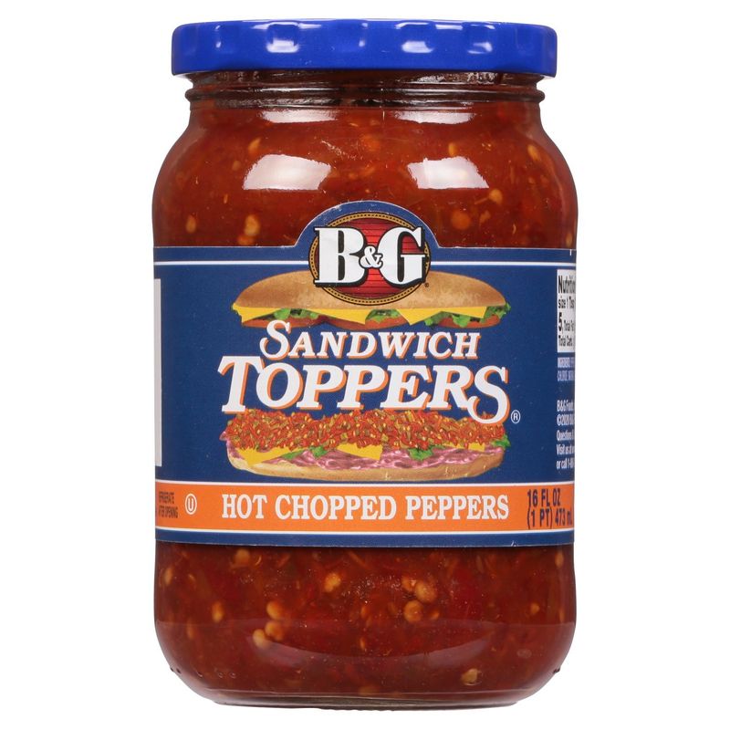 B&amp;G Sandwich Toppers Hot Chopped Peppers, 16 fl oz