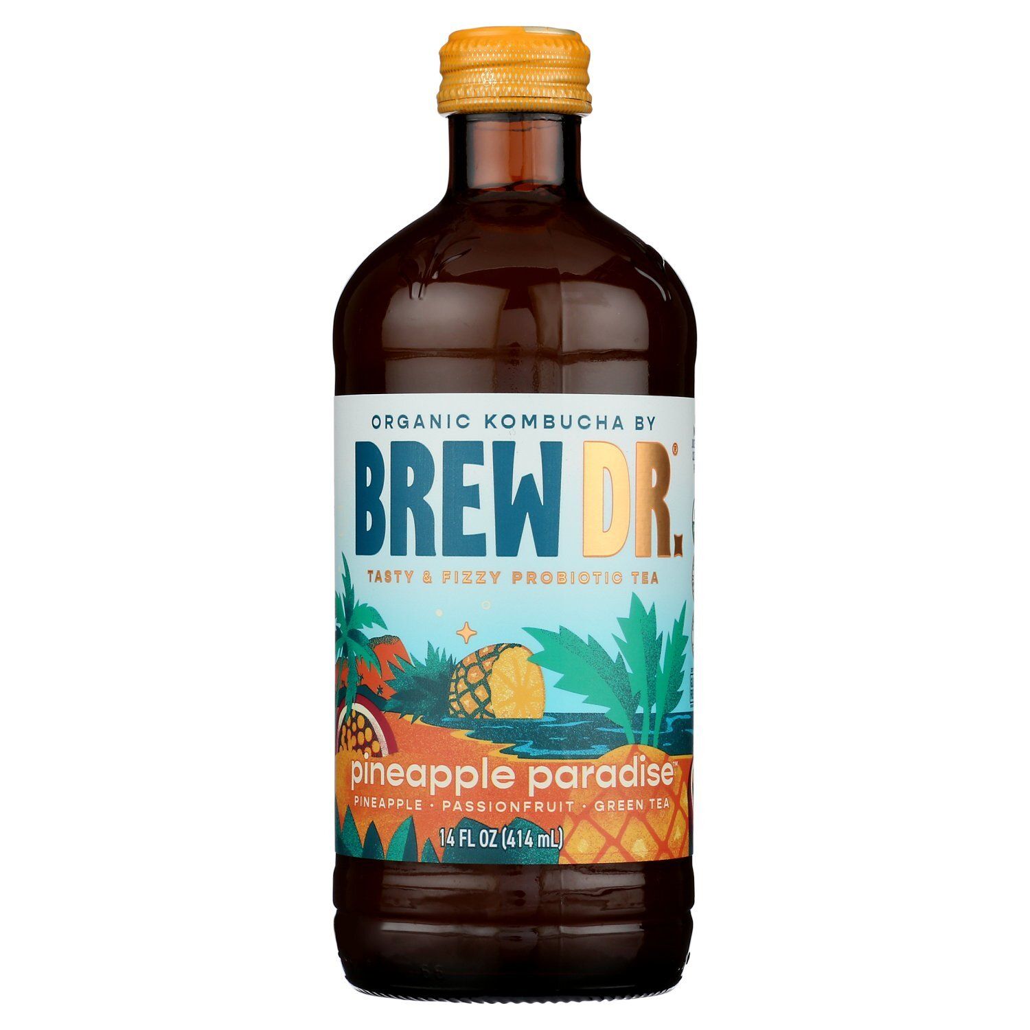 Brew Dr. Pineapple Paradise Tasty &amp; Fizzy Probiotic Tea, 14 fl oz