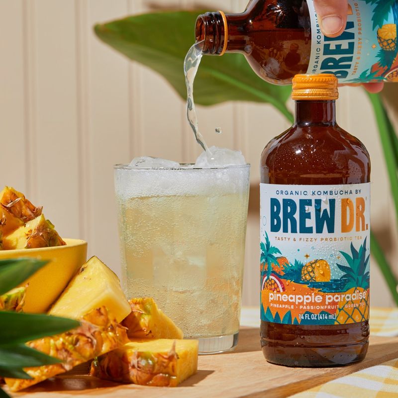 Brew Dr. Pineapple Paradise Tasty &amp; Fizzy Probiotic Tea, 14 fl oz