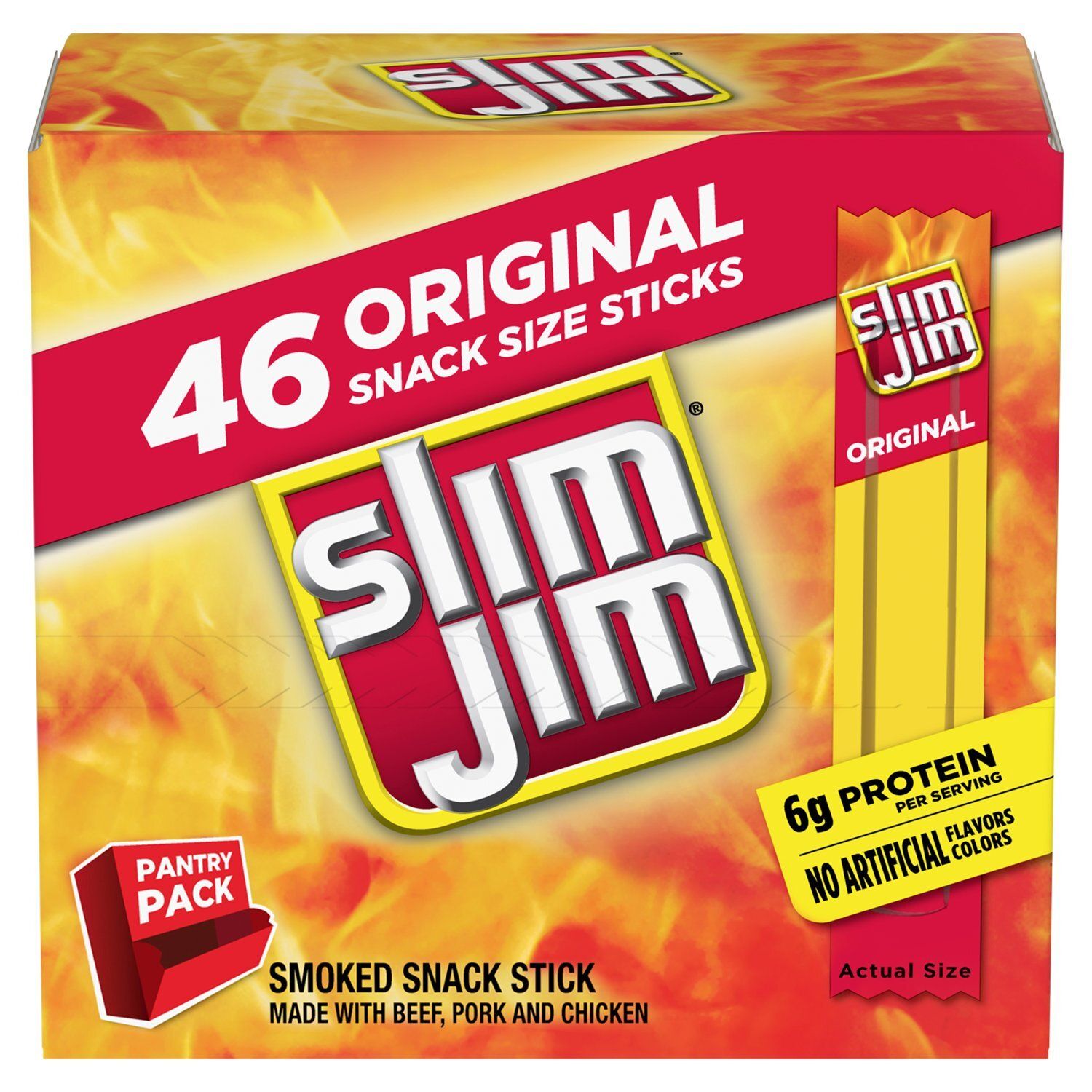 Slim Jim Original Smoked Snack Stick, 0.28 oz, 46 count