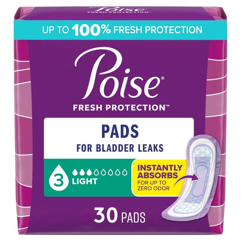 Poise Fresh Protection Light Pads, 30 count