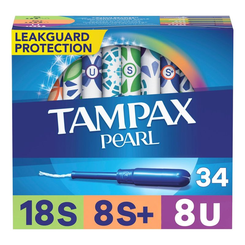 TAMPAX PEARL Super, Super Plus and Ultra Absorbency Unscented Tampons Triplepack, 34 count