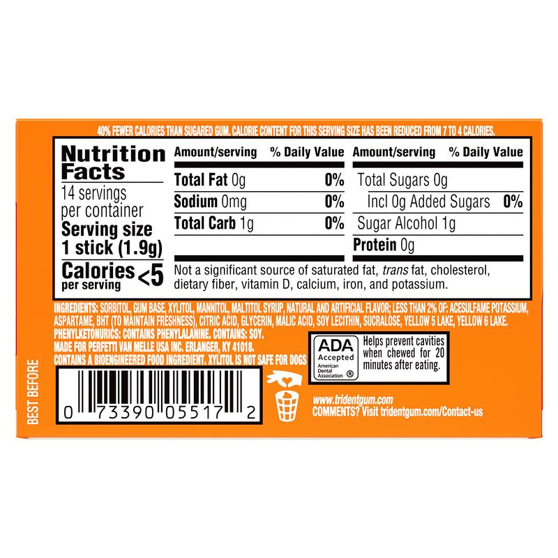 Trident Tropical Twist Sugar Free Gum, 14 count
