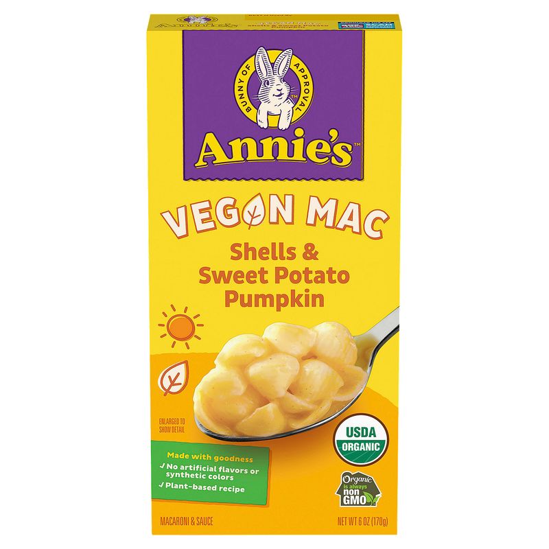 Annie's Vegon Mac Shells &amp; Sweet Potato Pumpkin Macaroni &amp; Sauce Pasta, 6 oz