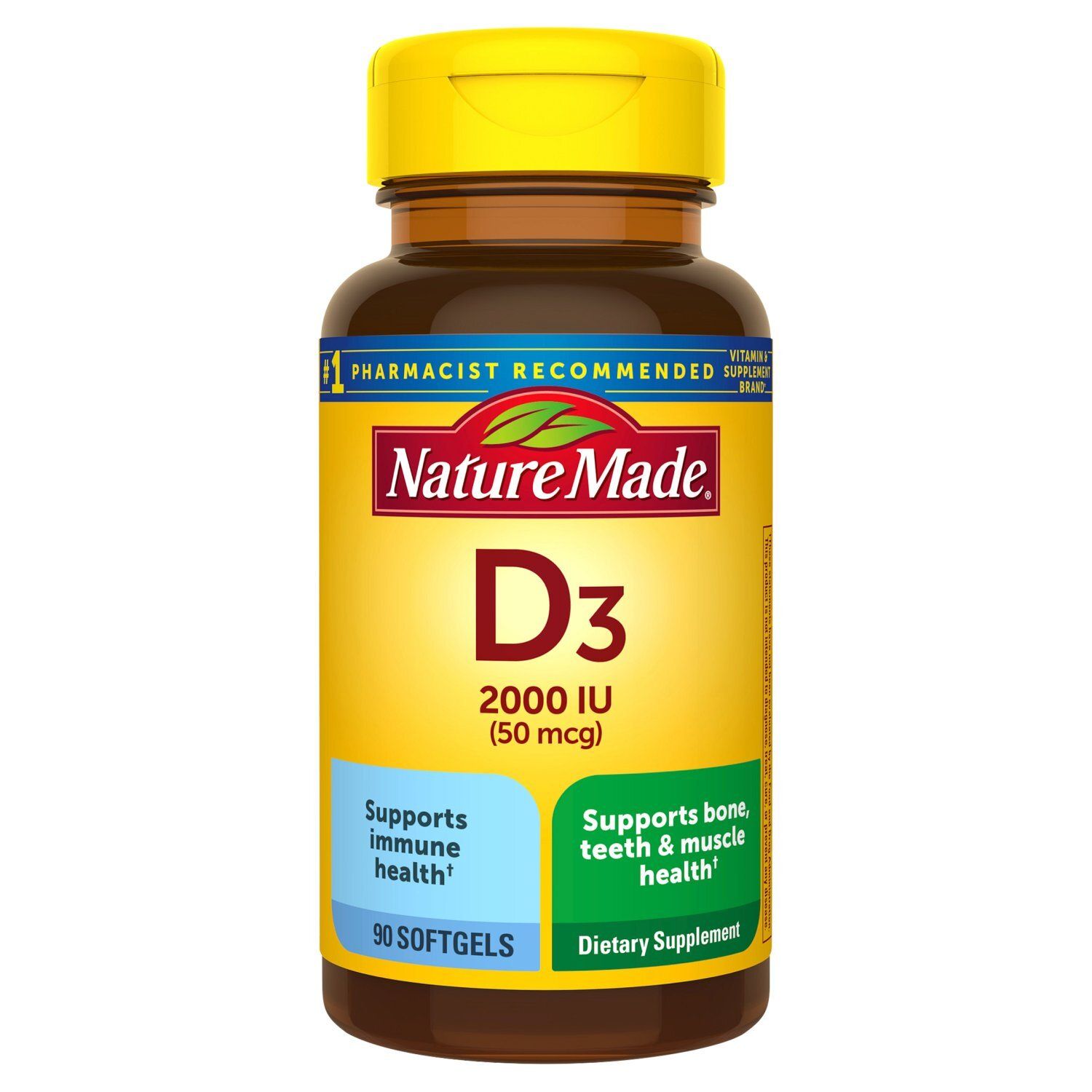 Nature Made Vitamin D3 2000 IU (50 mcg) Softgels, 90 Count