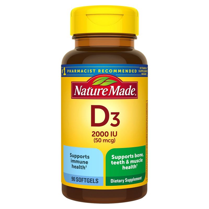 Nature Made Vitamin D3 2000 IU (50 mcg) Softgels, 90 Count