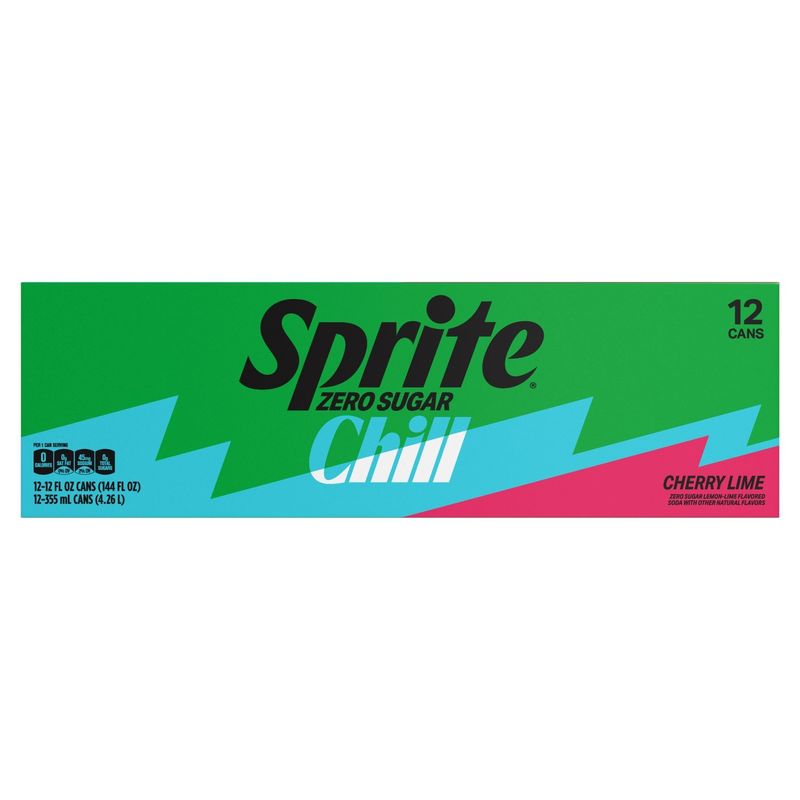 Sprite Zero Sugar Chill Cherry Lemon-Lime Flavored Soda, 12 fl oz, 12 count
