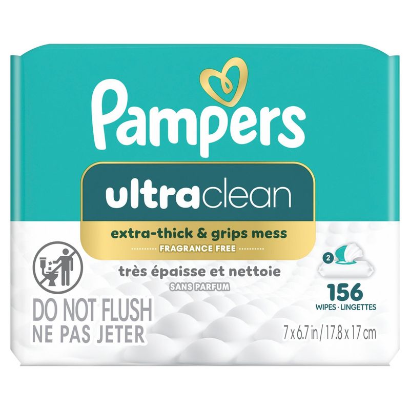 Pampers Ultraclean Fragrance Free Wipes, 156 count